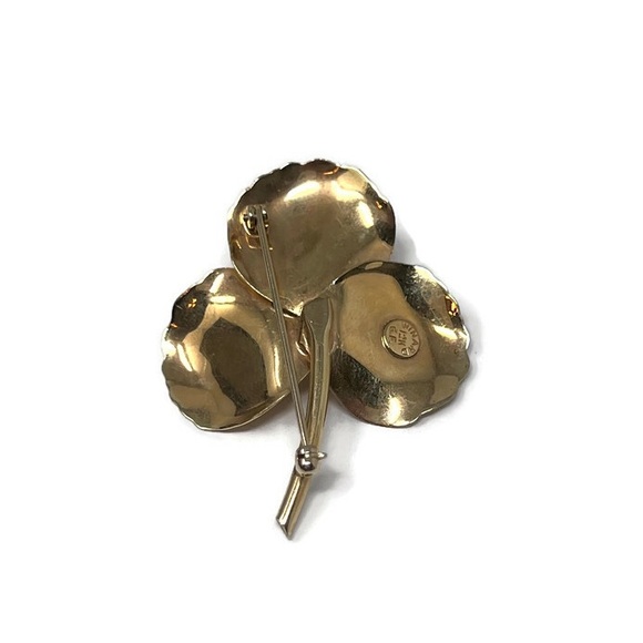 ☘️VINTAGE☘️Signed Winard 12K GF Clover Faux Pearl Pin/Brooch - Picture 5 of 5